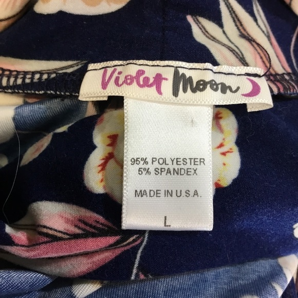 Violet Moon Navy Blue Floral Racer Back Tank Top - Picture 6 of 6